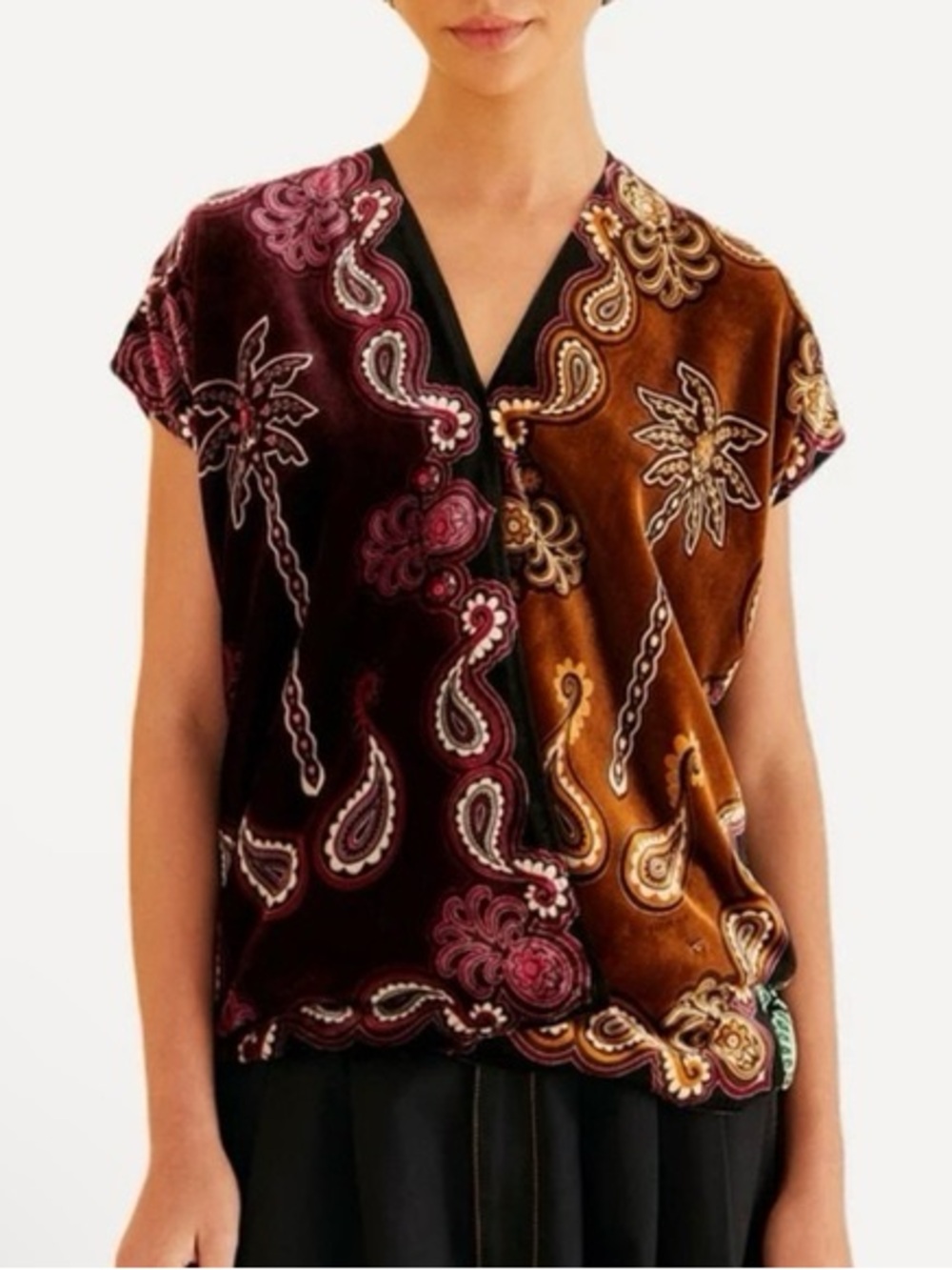 Farm Rio Sweet Mermaids Velvet Paisley Kimono Top - Picture 6 of 6
